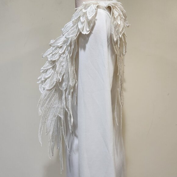 💥STUNNING!💥3D Embroidered Lace Appliqué "Angel Wings" Dress in White - Picture 13 of 16
